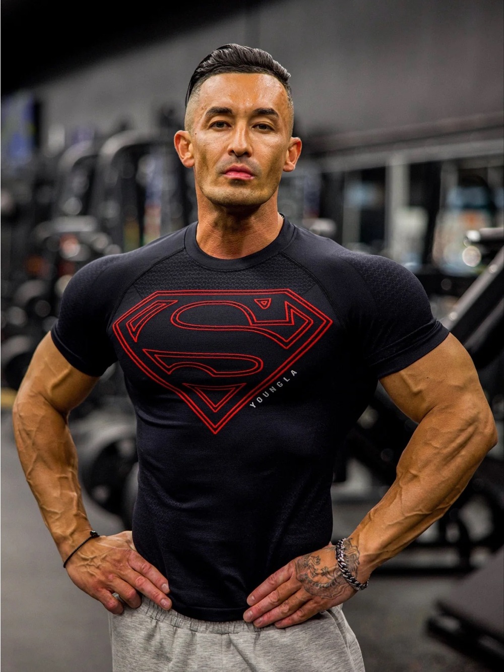 YoungLA 4117 Superman Compression Shirt, Blk/Red, Size XL, NWT SOLD OUT ONLINE